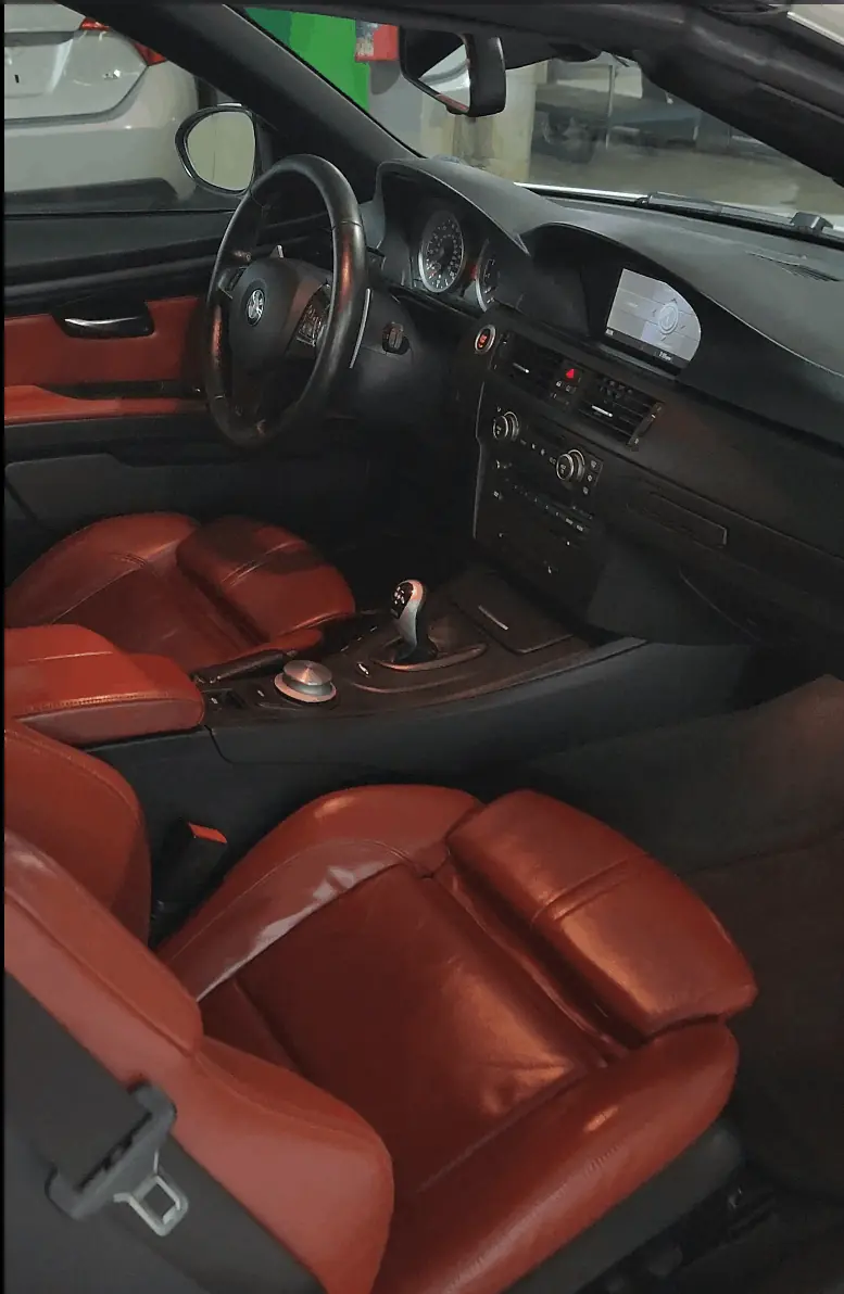 BMW M3 red leather interior after conditioning
